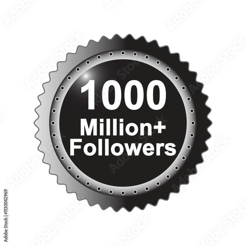 1000 million Followers vector 1000 million thank you congratulation. 1000M Followers  background design circle thousand million followers complete set, bundle for social