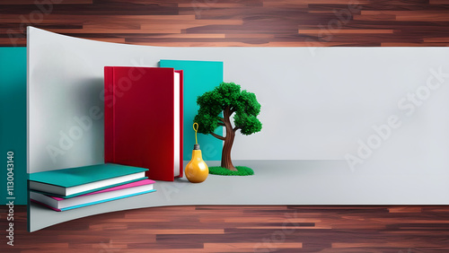 minimalist photography style vector  illustration of a book fair