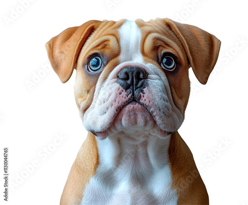 English Bulldog puppy portrait, isolated on white background photo