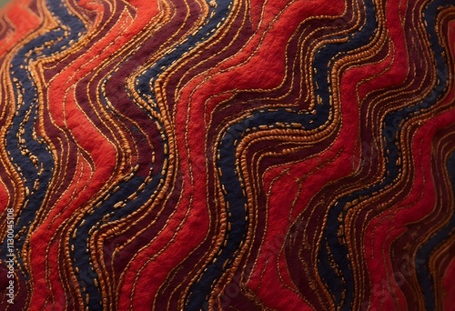 Texture background pattern. Woolen fabric Bright red color With rose flowers, this is the design and creation of art objects for interior design such as designer ornaments, wallpapers and other items

