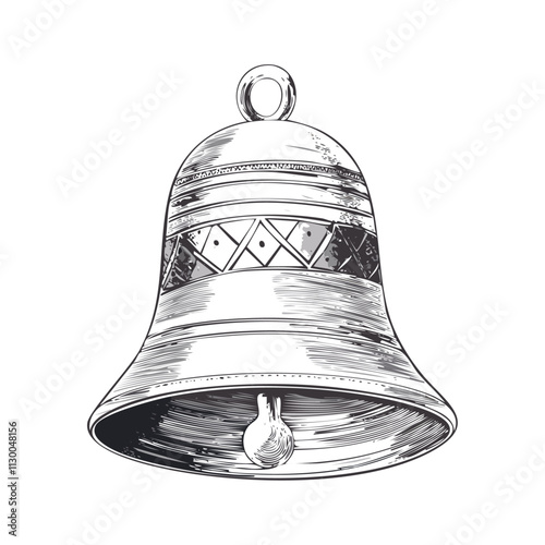 Christmas Bell Ring Sketch Celebration Decoration Winter Event Festival of X-Mas
