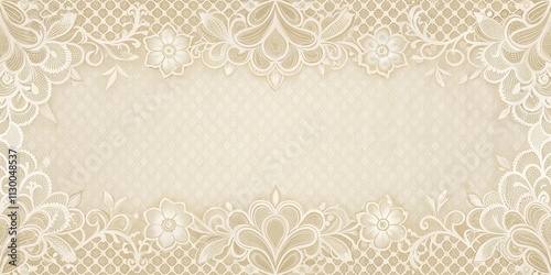 Elegant Cream Lace Border Design with Floral Accents and Subtle Pattern Background