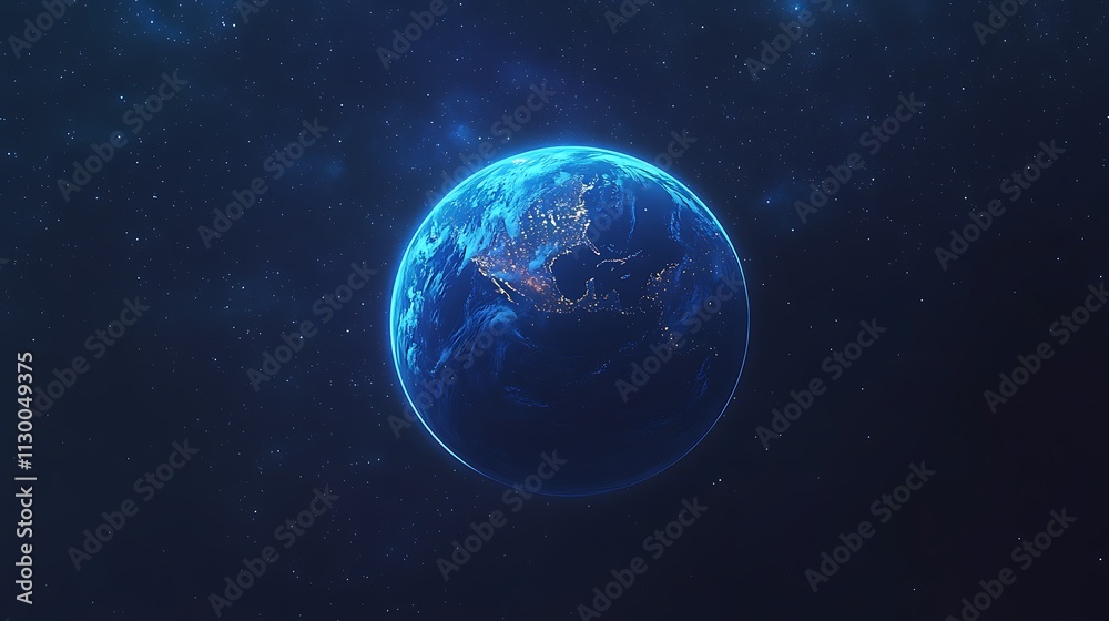 Fototapeta premium Background of the Earth at night stars and city light