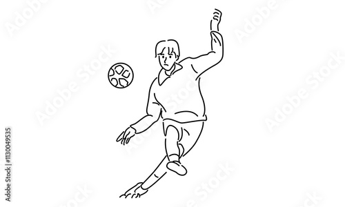 line art of football player kicks the ball