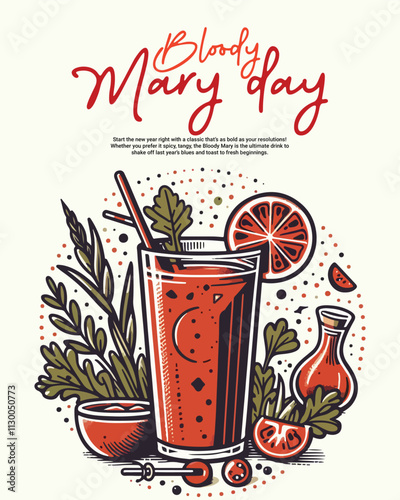 National bloddy mary day social media post banner template