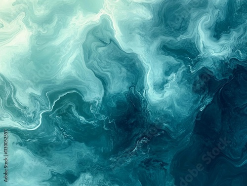 Ocean-inspired abstract art showcasing mesmerizing green-blue waves and fluid movement in vibrant tones. Generative AI