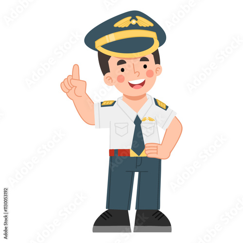 Illustration of a pilot character in uniform