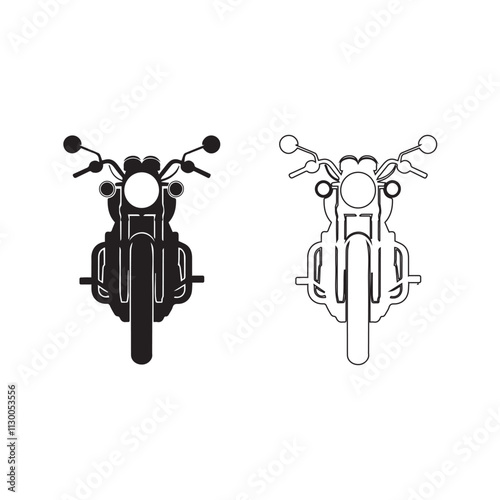 motorcycle front view vector silhouette and line art icon photo