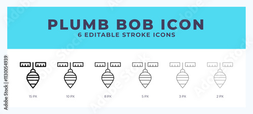 Plumb bob icon with different stroke. Editable stroke. Vector illustration.