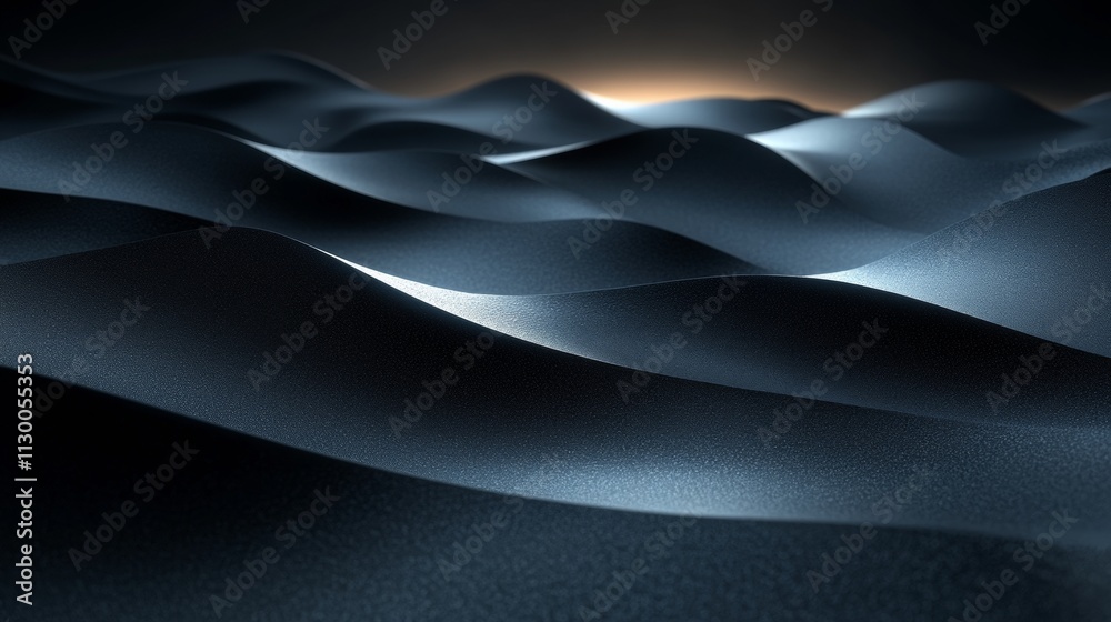 Fototapeta premium Elegant Noir Waves Abstract Gradient Texture with Subtle Light Accents and Moody Atmosphere