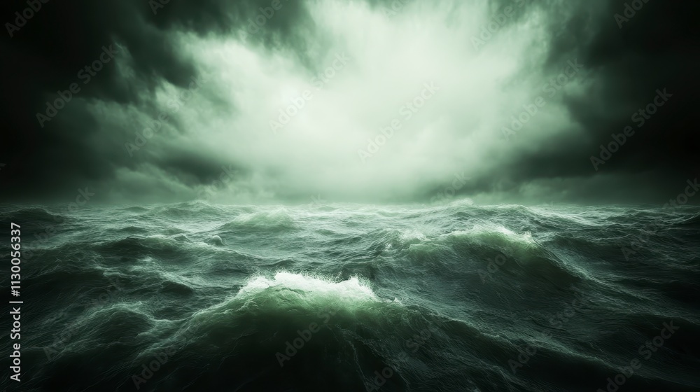 Obraz premium Dramatic Dark Stormy Sea Ocean Waves Background