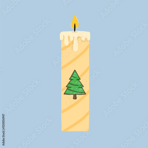 candle with motif natal tree in the middle 
