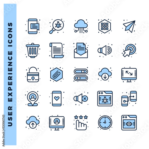 25 User Experience Two Color icon pack. vector illustration.