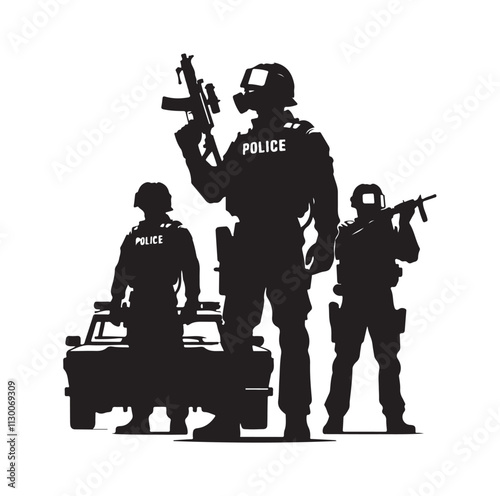 Riot police silhouette vector illustration