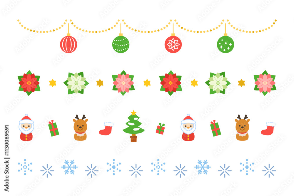 Fototapeta premium クリスマスのラインセット イラスト