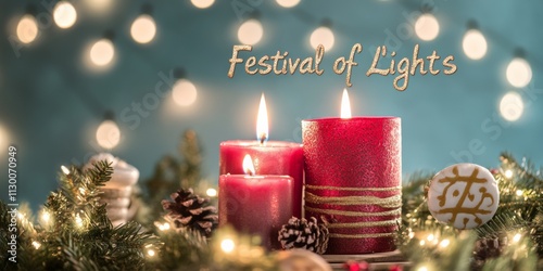 Shimmering Festival of Lights - Hanukkah, Christmas, New Year Celebration Image with Elegant Glow photo