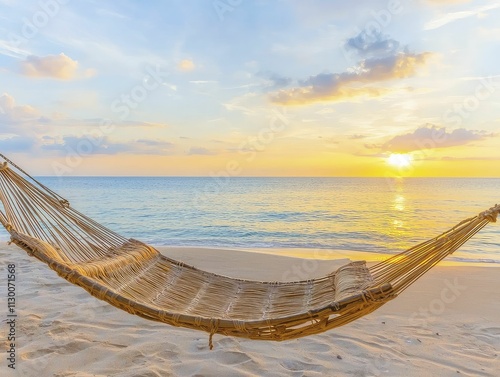 Vacation deals packages tropical paradise escape with lively beach, sunset vistas, and comfy hammocks gently rocking. photo