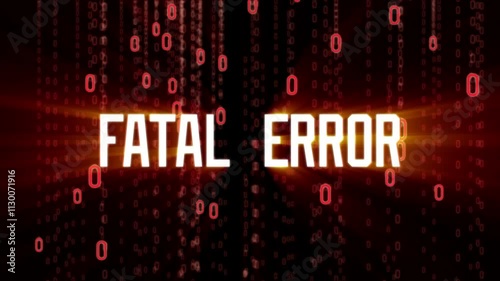 Fatal Error text on binary matrix background. Motion Background. Available in 4K video render footage.