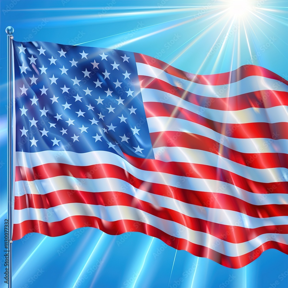 Obraz premium american flag waving