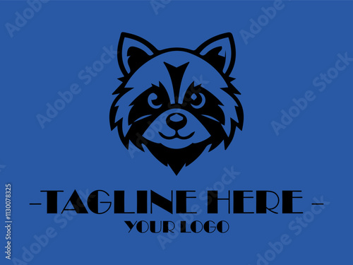 Smiling black raccoon face on blue background, perfect for wildlife posters, childrens books, and naturethemed designs. Cute and eyecatching