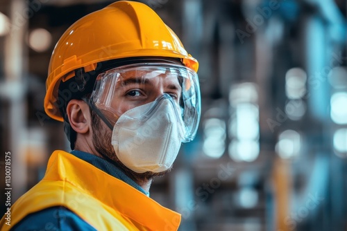 Person in protective gear for asbestos testing photo