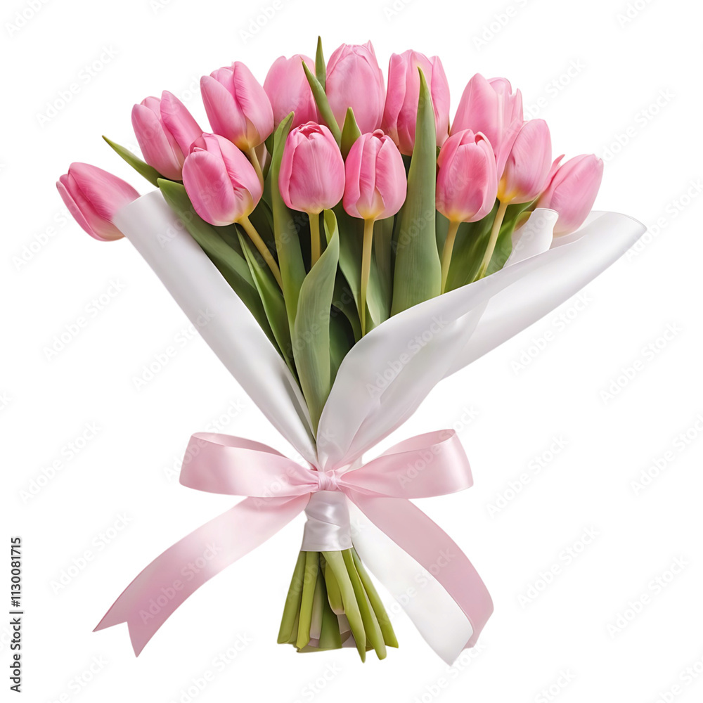 Fototapeta premium Beautiful Pink Tulips Arranged in a Glass Vase