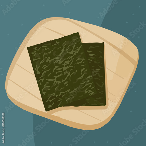 Dried Seaweed dry Nori Sheets Sushi rice ball Vector Japanese vector plate dishes snake icon korean photo