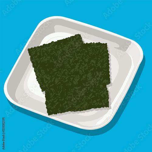 Dried Seaweed dry Nori Sheets Sushi rice ball Vector Japanese vector plate dishes snake icon korean photo