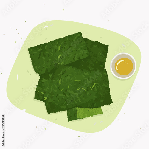 Dried Seaweed dry Nori Sheets Sushi Vector vegetarian vector plate sesame oil icon korean bibimbap