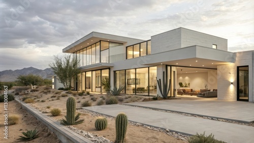 Modern Desert Home in Las Vegas Showcases Sleek Architecture and Stunning Scenery. Generative AI