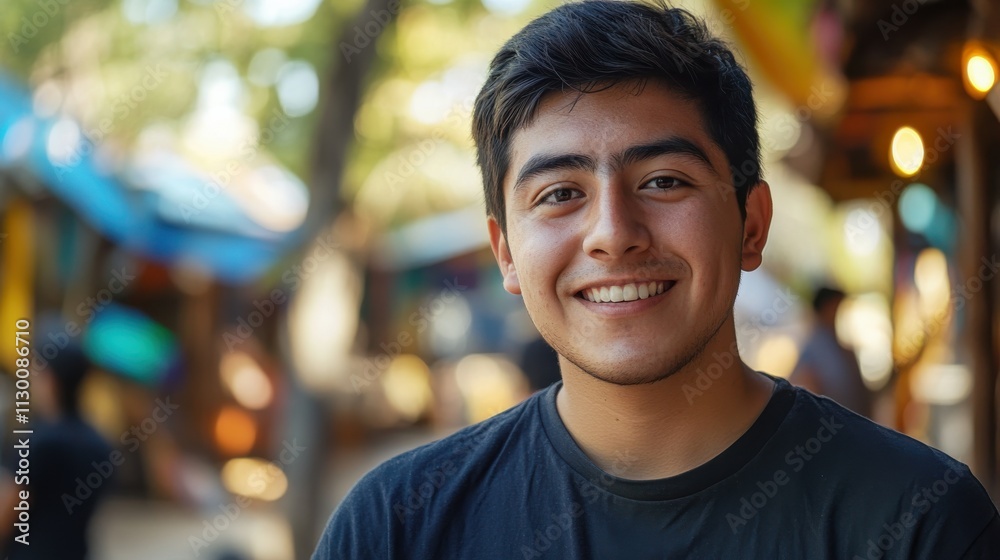 Fototapeta premium A young man from South America creating an app to enhance accessibility rights for disabled people