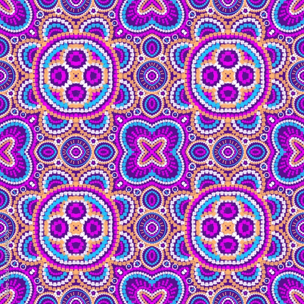 Fototapeta premium pattern flowerdamask ethnic boho American ikat texture tribal geometric background mandalas
