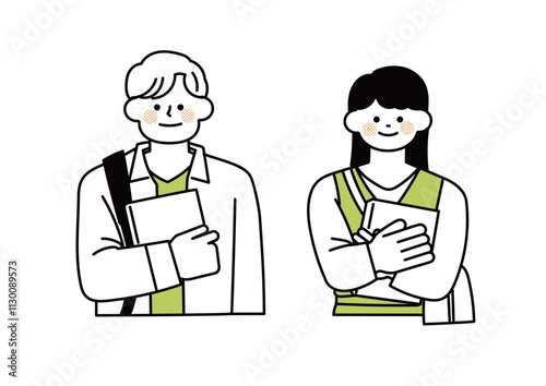 大学生の男の子と女の子のセット