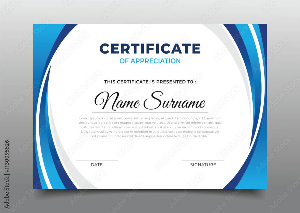 Obraz premium modern blue gradient wavy business certificate template design collection