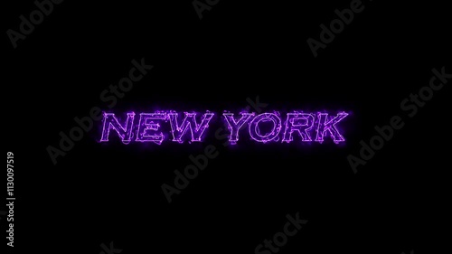 New York city neon glow black motion background, celebration background, video background
