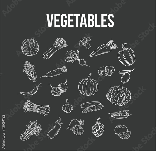 Vegetables icons set