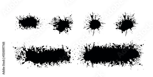 Vector set of black splatters