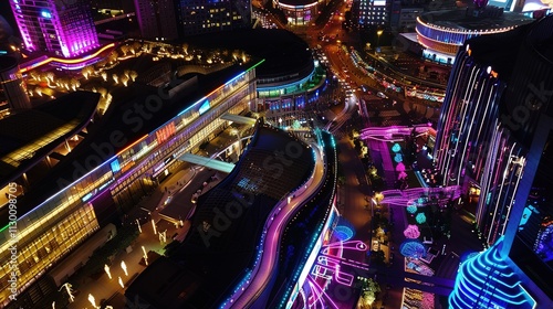 Fototapeta Naklejka Na Ścianę i Meble -  Colorful buildings are dazzling the pearl of Shangha