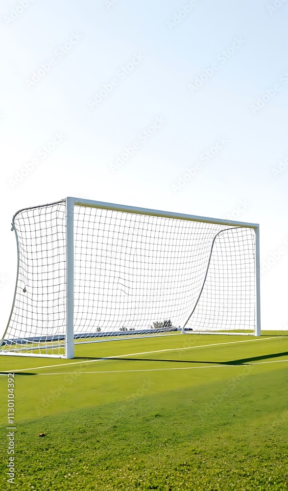 Fototapeta premium Soccer Goal on a Sunny Day, Ready for Action. AI Generated