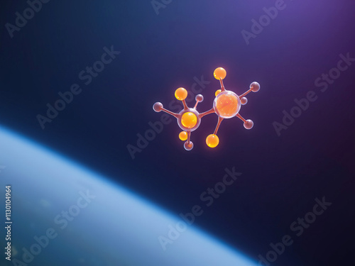 ATP molecule in air with high energy phosphate bonds,  biochemicals, chemical bonding,  scientific illustrations photo