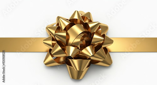 A bright gold gift bow tied...