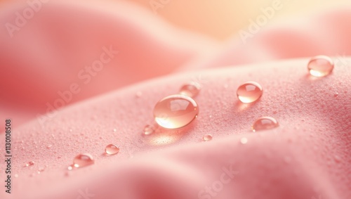 Water Droplets on Pink Fabric Close-Up Texture and Beauty