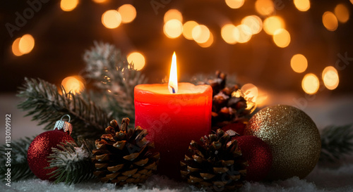 A single red candle glowing...