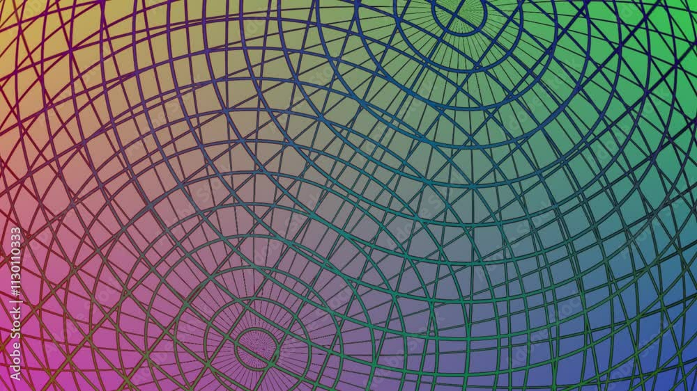 Wireframe multi color sphere texture background. Globe circle grid in motion 