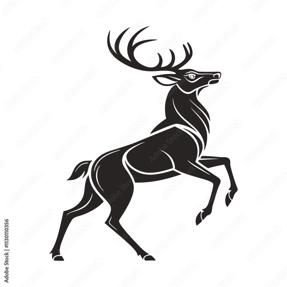Fototapeta premium deer silhouette vector icon isolated on white background