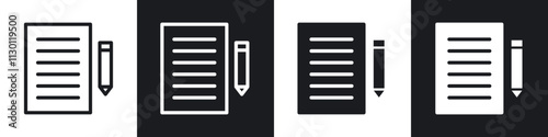 Register icons pack in black and white filled and outlined versions.