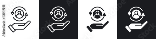 Retention icons pack in black and white filled and outlined versions.