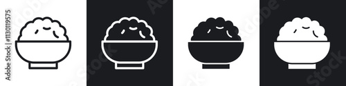 Rise Bowl icons pack in black and white filled and outlined versions.