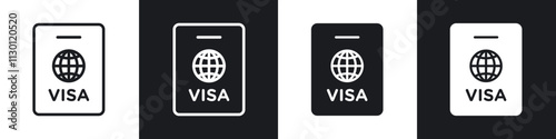 Visa icons pack in black and white filled and outlined versions.