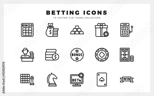 15 Betting Lineal icon pack. vector illustration.